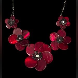 Gift with purchase - Le Chateau Red and Metal Floral Necklace